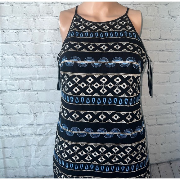 white house black market dark blue & white sleeveless dress size 00 - Picture 2 of 10